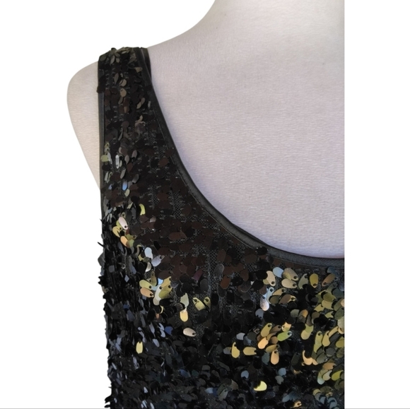 Nordstrom JS Boutique Black All Over Sequin Sheath Midi Dress Size 10 - Picture 4 of 9